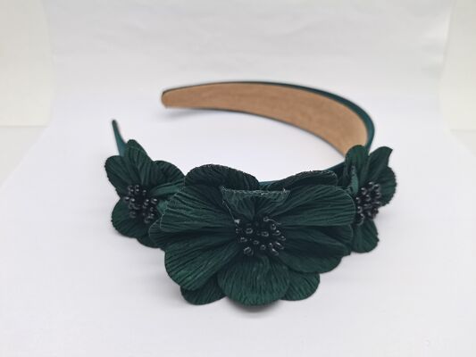 Dark Green Floral Hairband Suitable for Your Style