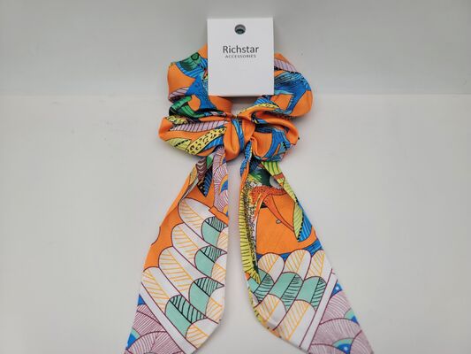 Colorful Fabric Scrunchie Fabric Hair Accessories with Various Pattern Designs