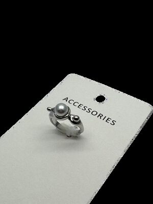 Fancy Ladies Ring Silver White Freshwater Pearl Adjustable Stackable