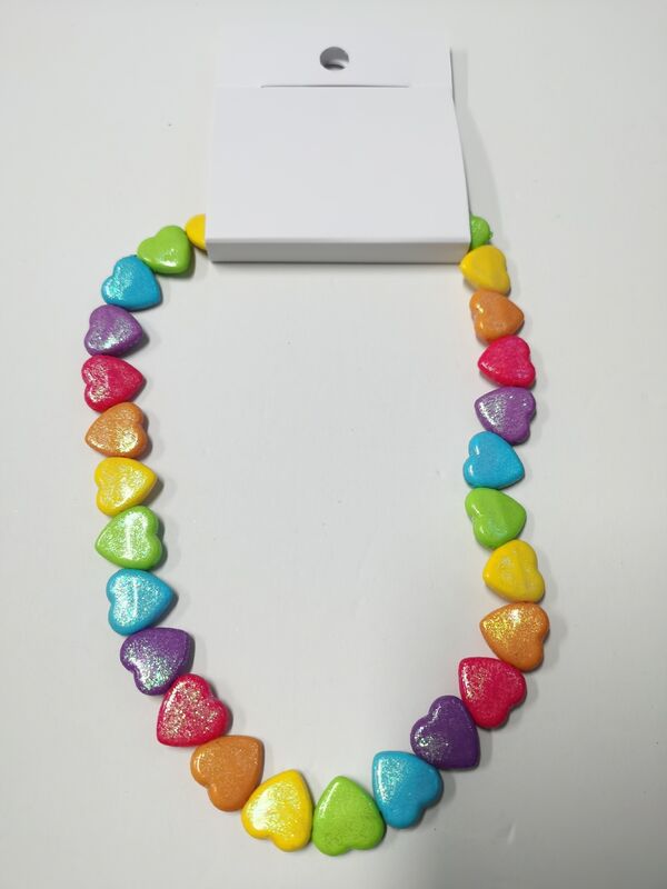 Multicolor Heart Beaded Bracelet , Practical Childrens Rainbow Bracelet