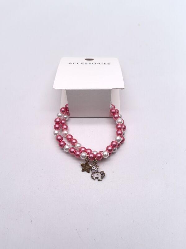 Pearl Bracelet with Custom Pendant and Various Colors for Kids