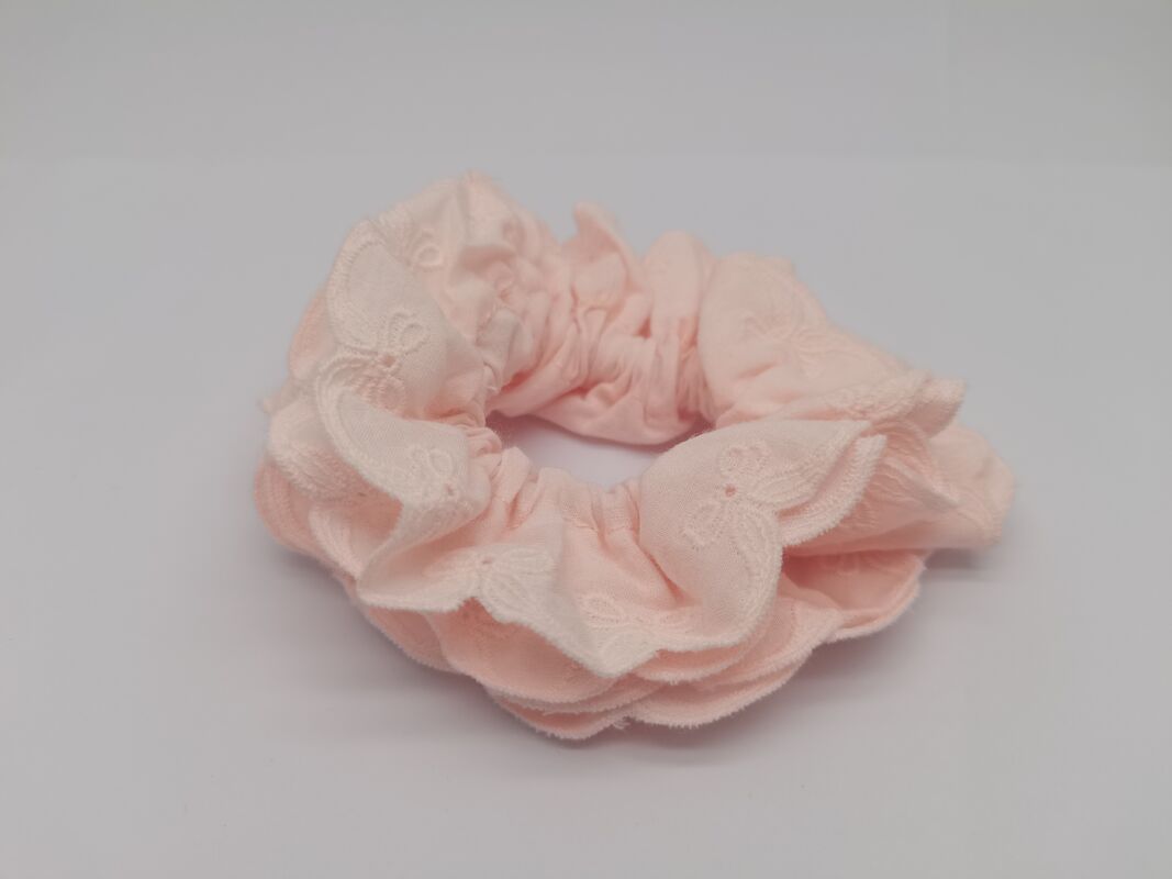 Pink Scrunchies With Fabric And Hair Tie For Girls Multiple Hair Sizes And Events
