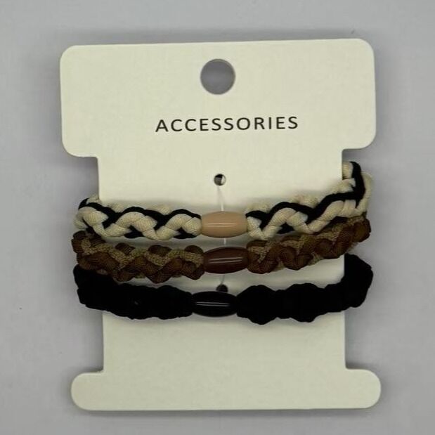 Durable Three Packs of Multi-colored Elastic Hair Ties with High Durability and Smooth Texture