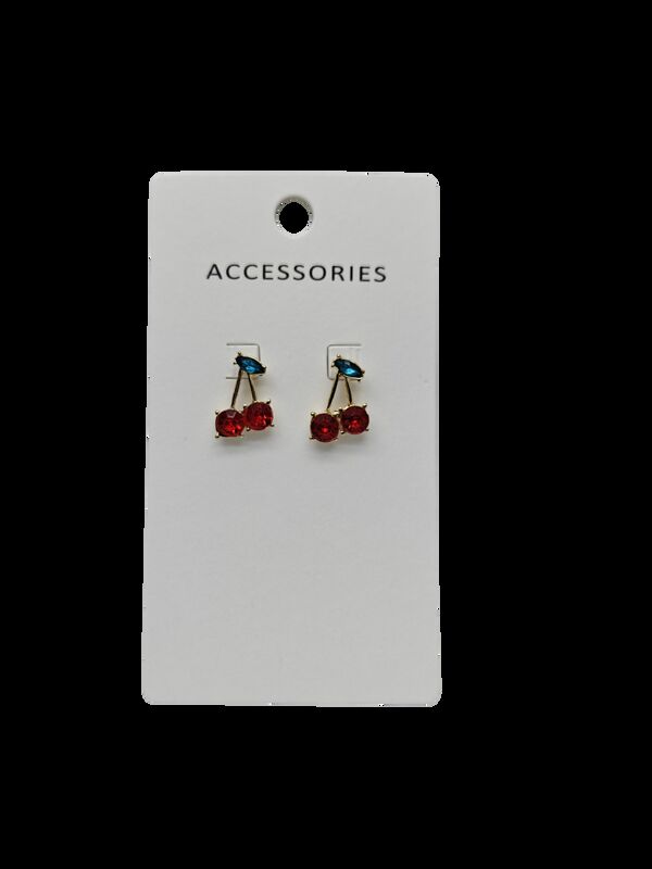 Early Summer New Red Zircon Cherry Ear Studs Elegant Trendy Fruit-Shaped Earrings for Women Girls All-Match Fashionable Stylish